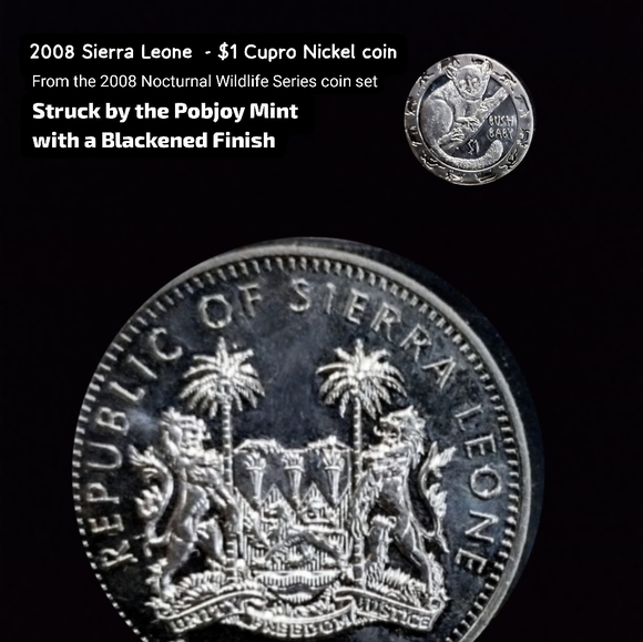lot of 9- 2008 Sierra Leone Cupro-nickel $1 Blackened coins - wildlife Series- - Picture 3 of 3